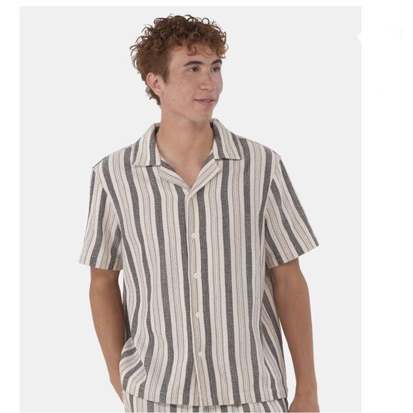 Men’s Textured Fabric Button Front Short Sleeve Shirt Size 3XL - Picture 5 of 7